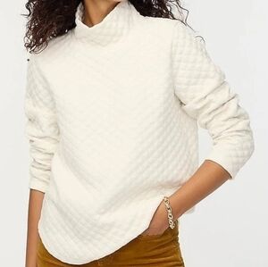 J. Crew Soft Cream Quilted Mockneck Sweater - 2XL